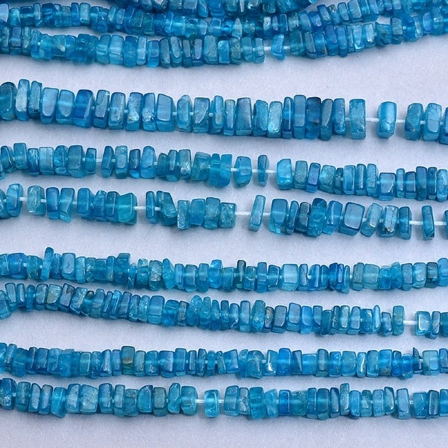 4mm to 5mm Genuine Gemstone Neon Apatite Square Heishi Beads For Jewelry Making