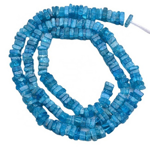 4mm to 5mm Genuine Gemstone Neon Apatite Square Heishi Beads For Jewelry Making