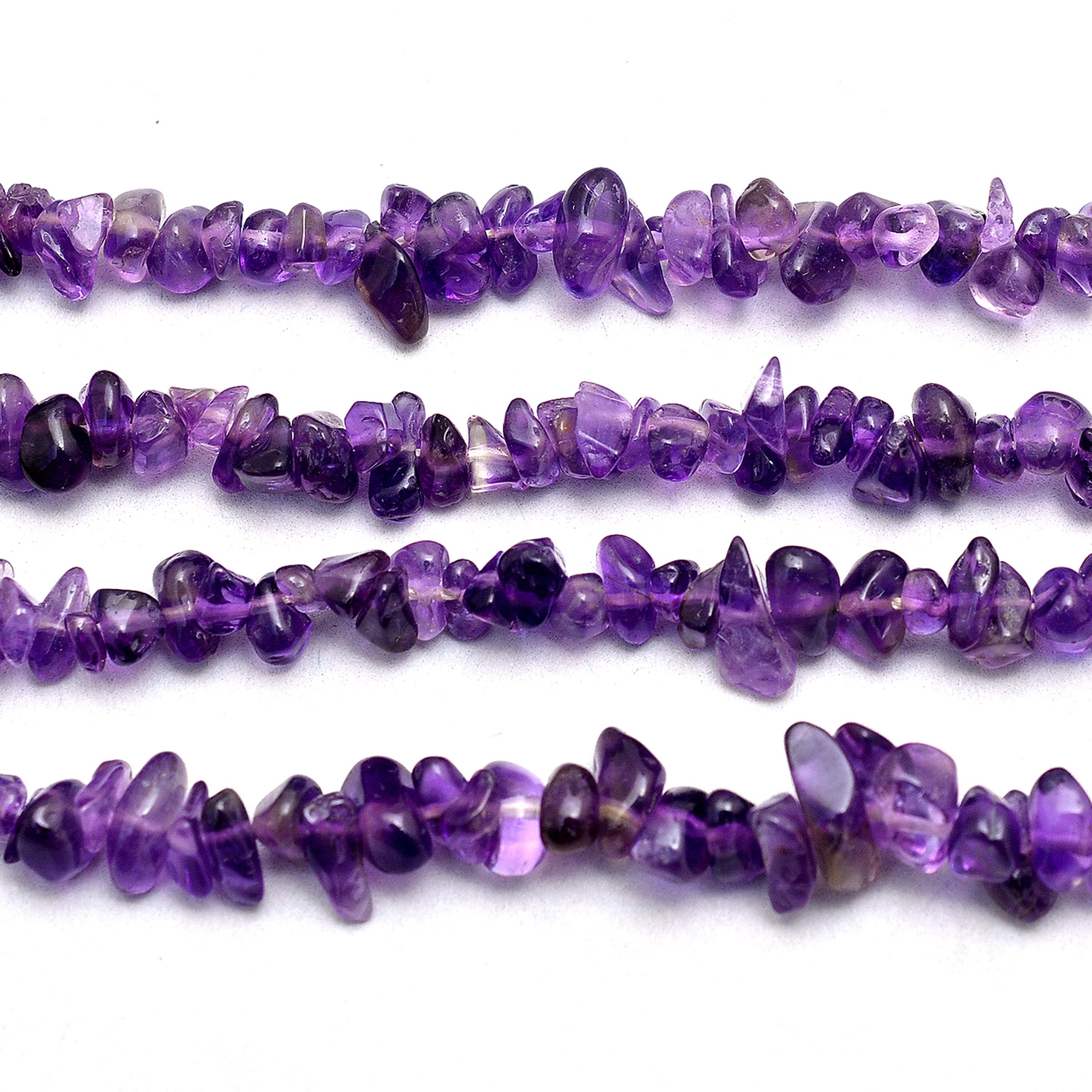 Natural Amethyst Crystal Chips Beads, Uncut Polish Raw Rough Chunks Beads For Women's Jewelry Making