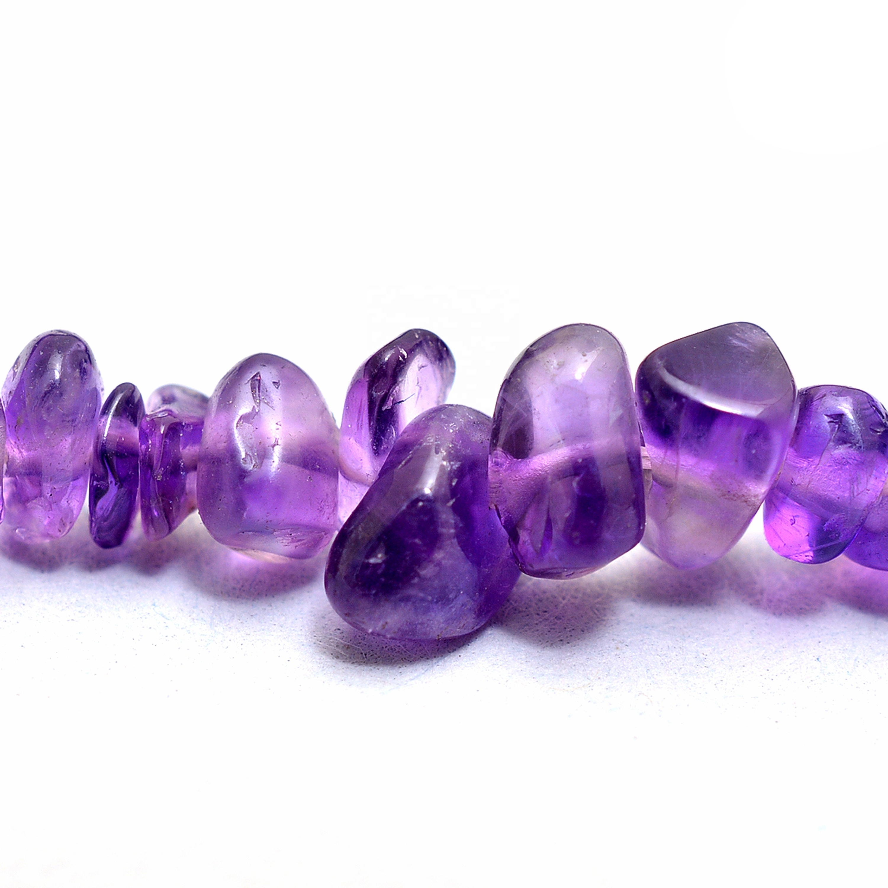 Natural Amethyst Crystal Chips Beads, Uncut Polish Raw Rough Chunks Beads For Women's Jewelry Making