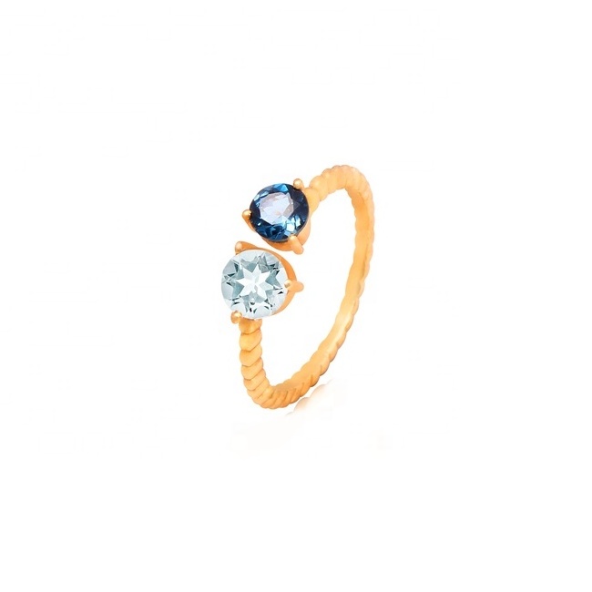 925 Silver London Blue Topaz Crystal Ring, Minimalist Silver And Gold Plated Ring For Women's or Girls