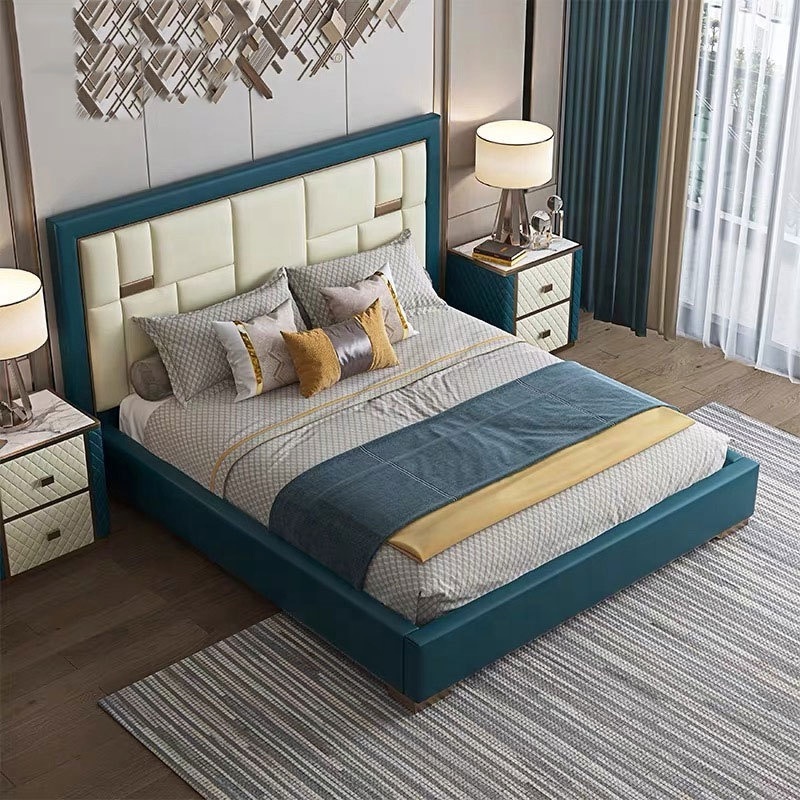 fancy sample solid wood frame king size double bed models soft padded headboard adult simple wooden double designs bed