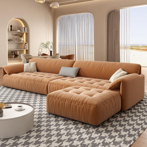 Velvet Chesterfield Lounge Sofa 3 Seat Large Velvet Corner Sofas Indoor High Quality Fabric Sofa Set