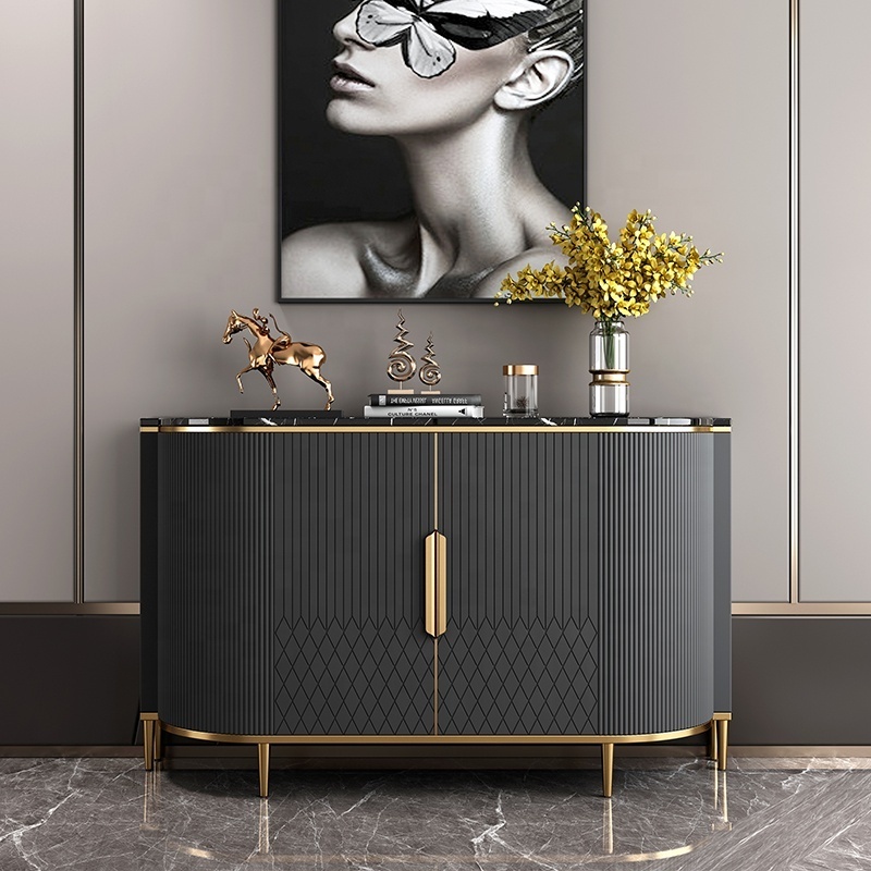 luxury marble top Golden stainless steel base hallway corner console table decorative living room console tables