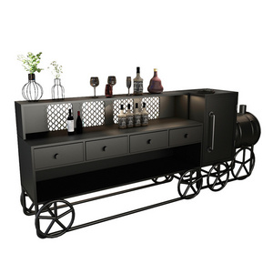 Black Industrial Style Reception Desk Bar Counter Retro vintage cocktail bar counter