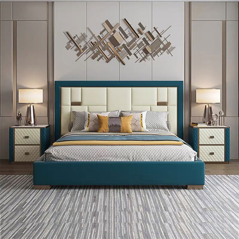 fancy sample solid wood frame king size double bed models soft padded headboard adult simple wooden double designs bed