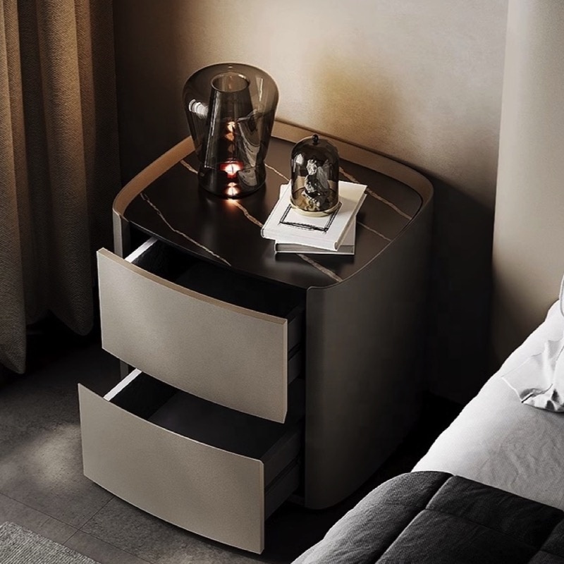 Modern Simple colors Smart Bedside Table for Small Apartment Bedroom Rechargeable Bedside Cabinet with Fingerprint Lock