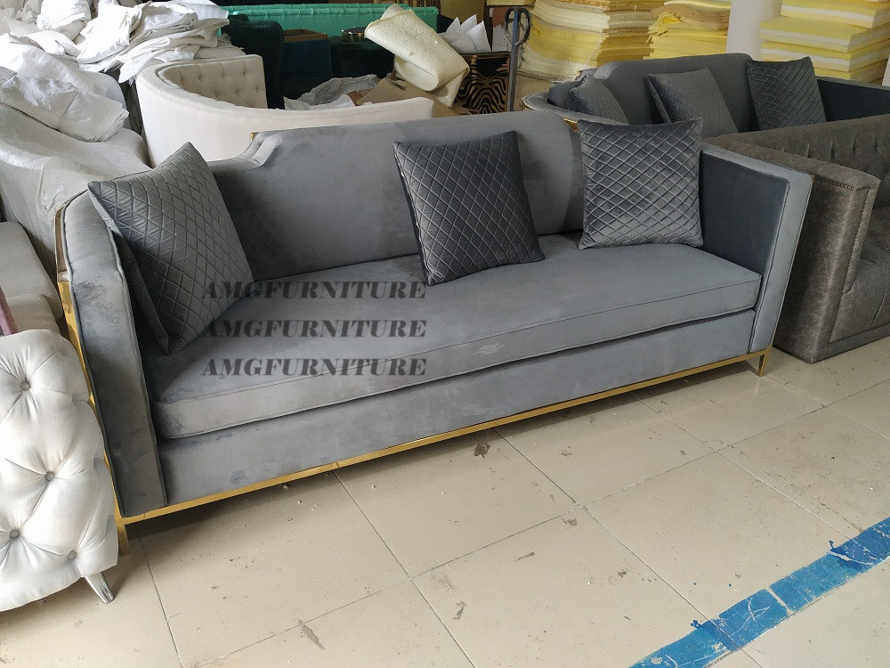 China Estilo Modern sofa set furniture luxury Quality Golden steel couch living room sofas modern