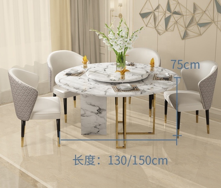 stainless steel lacquer dining room table round luxury rotating black marble top italian round dining table