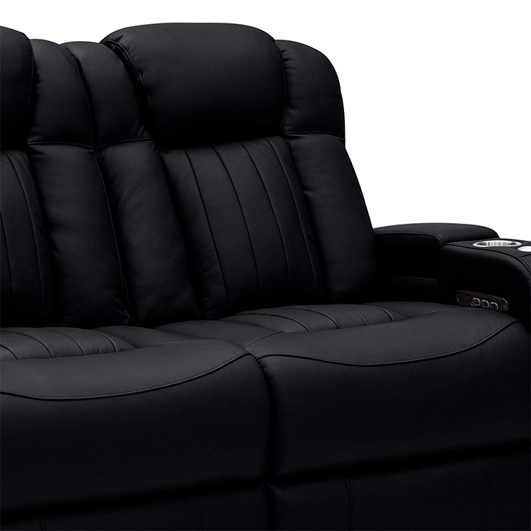 Black Movie Theater Seating,Private Leather VIP Home Cinema Seat Sofa,Luxury Electric Home Cinema Reclining Sofa With Cup Holder