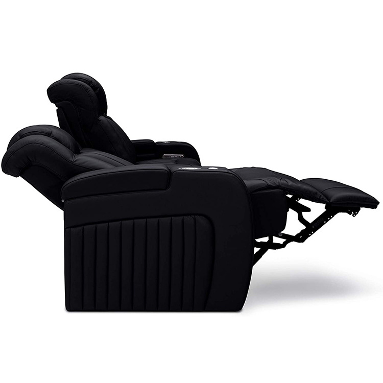 Black Movie Theater Seating,Private Leather VIP Home Cinema Seat Sofa,Luxury Electric Home Cinema Reclining Sofa With Cup Holder