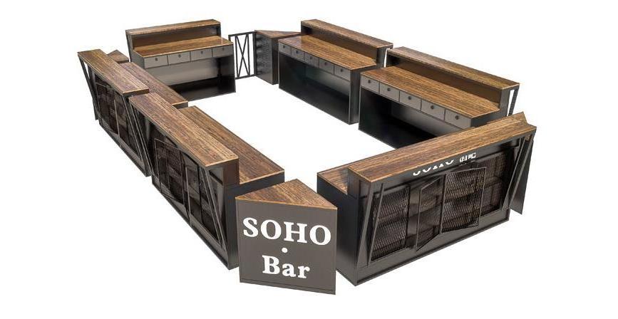 Kitchen Island Old Wooden Rustic Reception Counters Large Antique Painted Wooden INDUSTRIAL Style Pipe Bar Counter