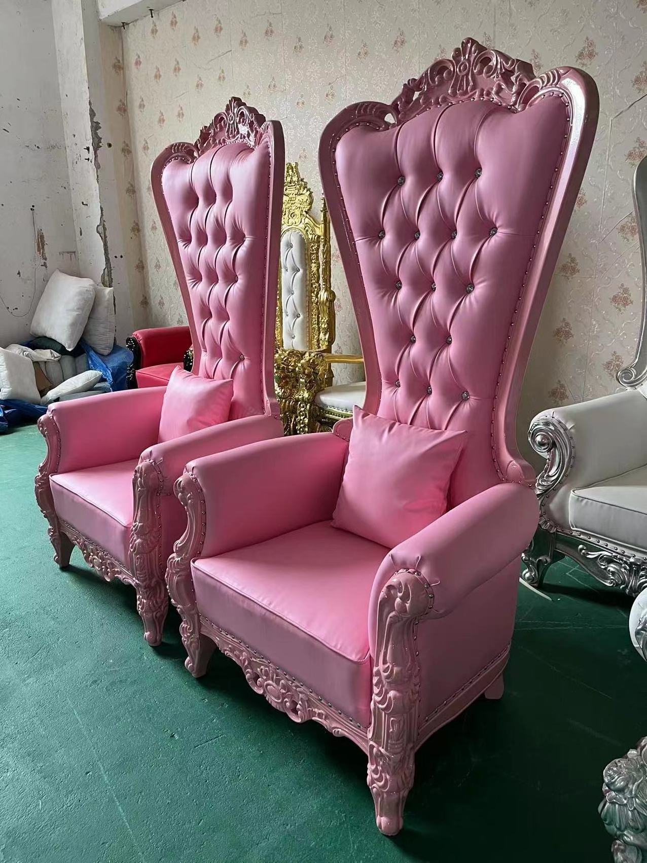 Pink queen wedding pedicure chairs double loveseat for bride and groom chair pink wedding king throne chairs