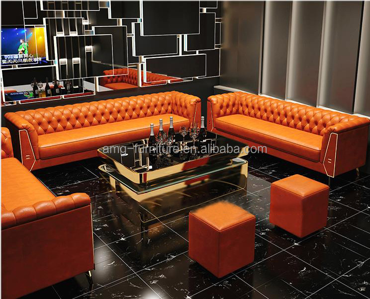 Foshan Bar furniture Booth Sofa Good Quality Pu Leather Modern Vip Strip Night Club Lounge Nail KTV Bar Furniture