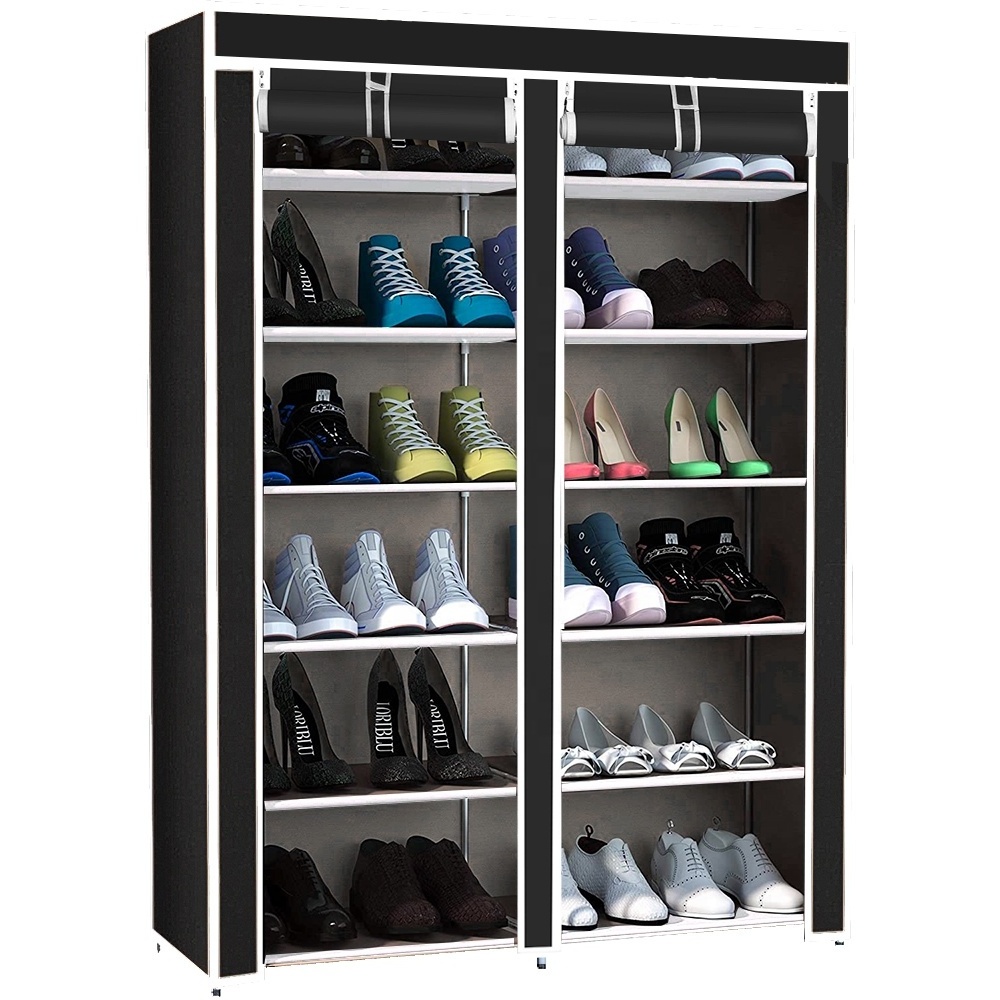 36 Pairs Portable Double Row Shoe Rack Shelf Cabinet Tower for Closet with Nonwoven Fabric 7 Tier Shoe Rack Storage Organizer