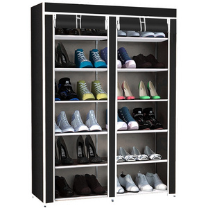 36 Pairs Portable Double Row Shoe Rack Shelf Cabinet Tower for Closet with Nonwoven Fabric 7 Tier Shoe Rack Storage Organizer