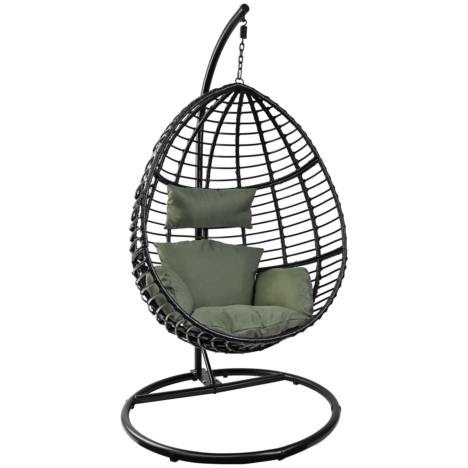 Wholesale Big Size Outdoor Wicker Egg Swing Chair Durable Max Capacity Patio Rattan Hanging Swing Chair