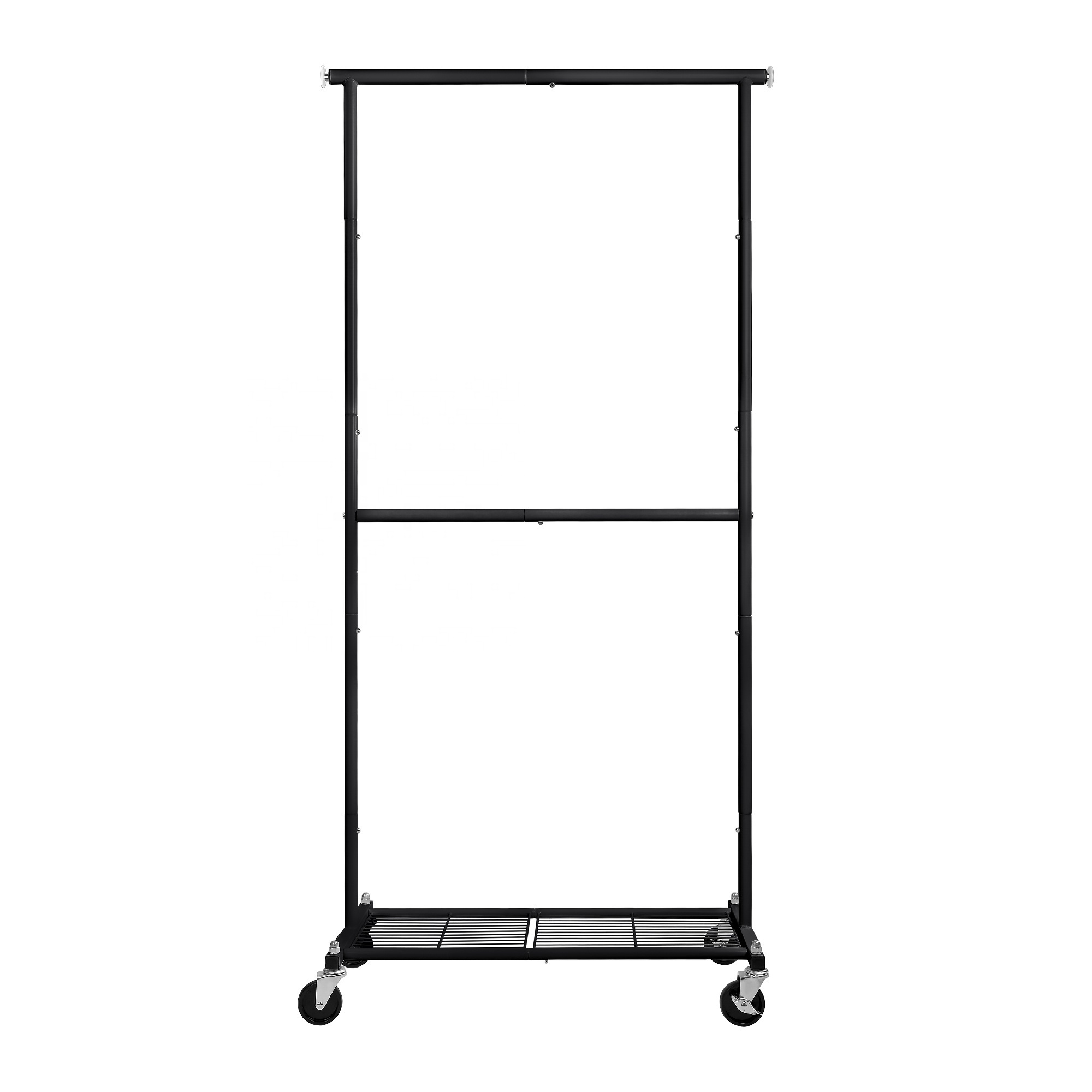 High Quality Metal Cloth Storage Rack with Wheels Movable Standard Clothing Garment Rack Rolling Extendable Cloth Shelves