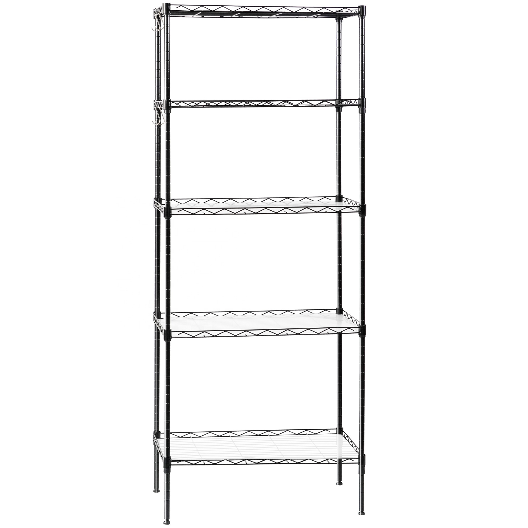 Wholesale 5 Tier Wire Shelving Steel Storage Rack Adjustable Unit Shelves for Laundry Bathroom Kitchen 5 Layer Wire Mesh Shelf