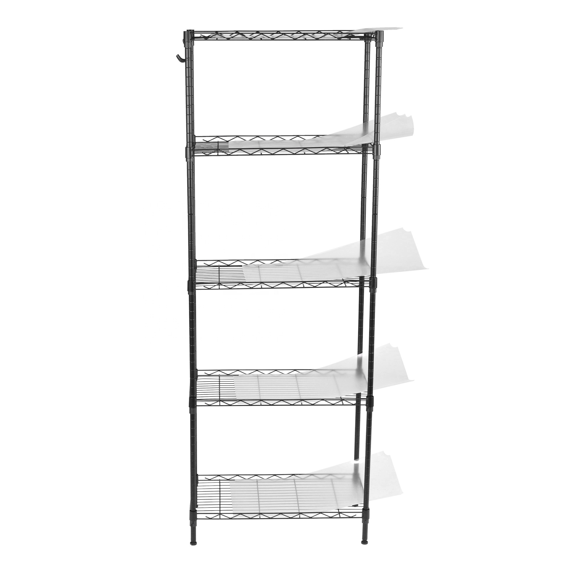 Wholesale 5 Tier Wire Shelving Steel Storage Rack Adjustable Unit Shelves for Laundry Bathroom Kitchen 5 Layer Wire Mesh Shelf