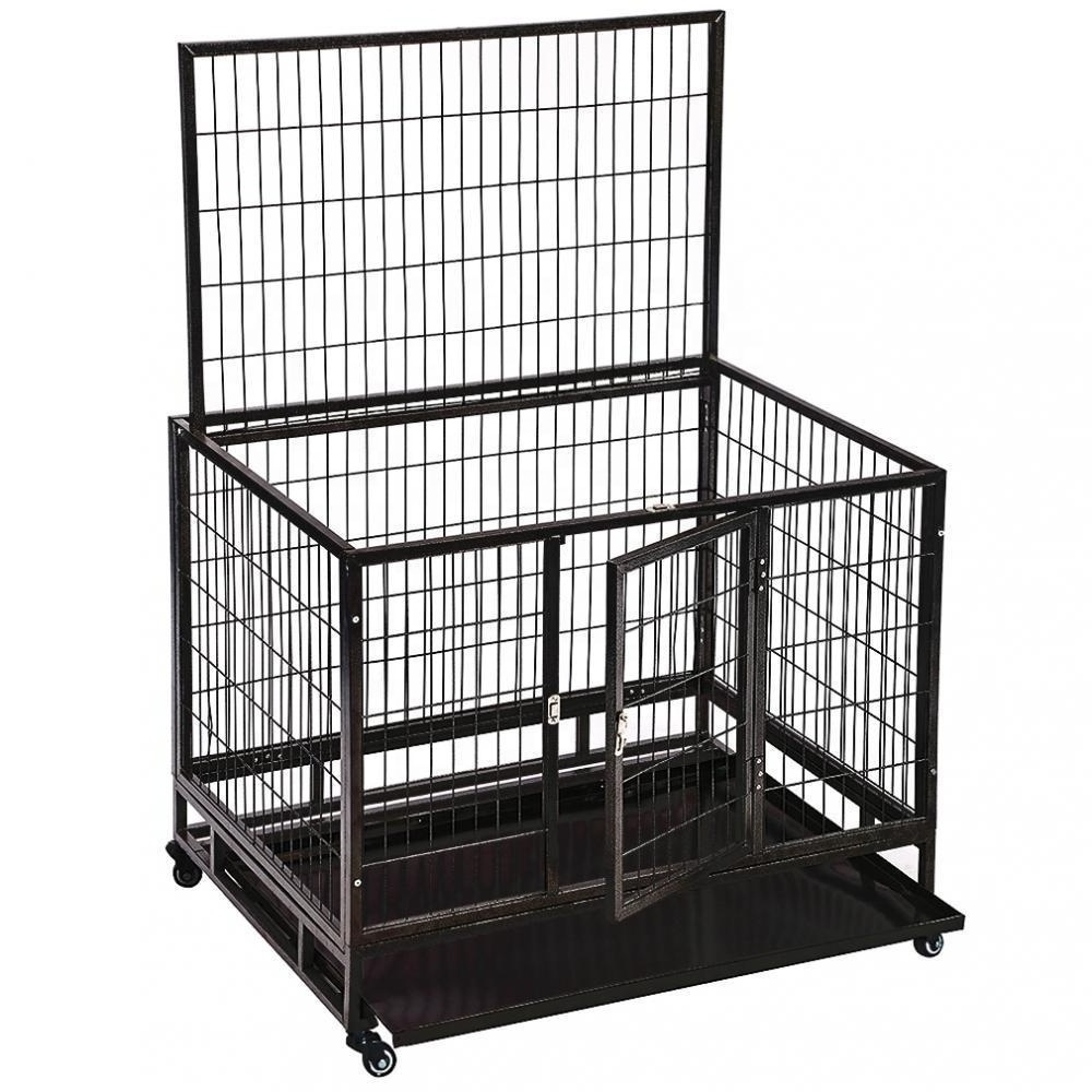 All Size Heavy Duty Metal Dog Crate with Two Door Durable Wire Pet Cage with Removable wheels