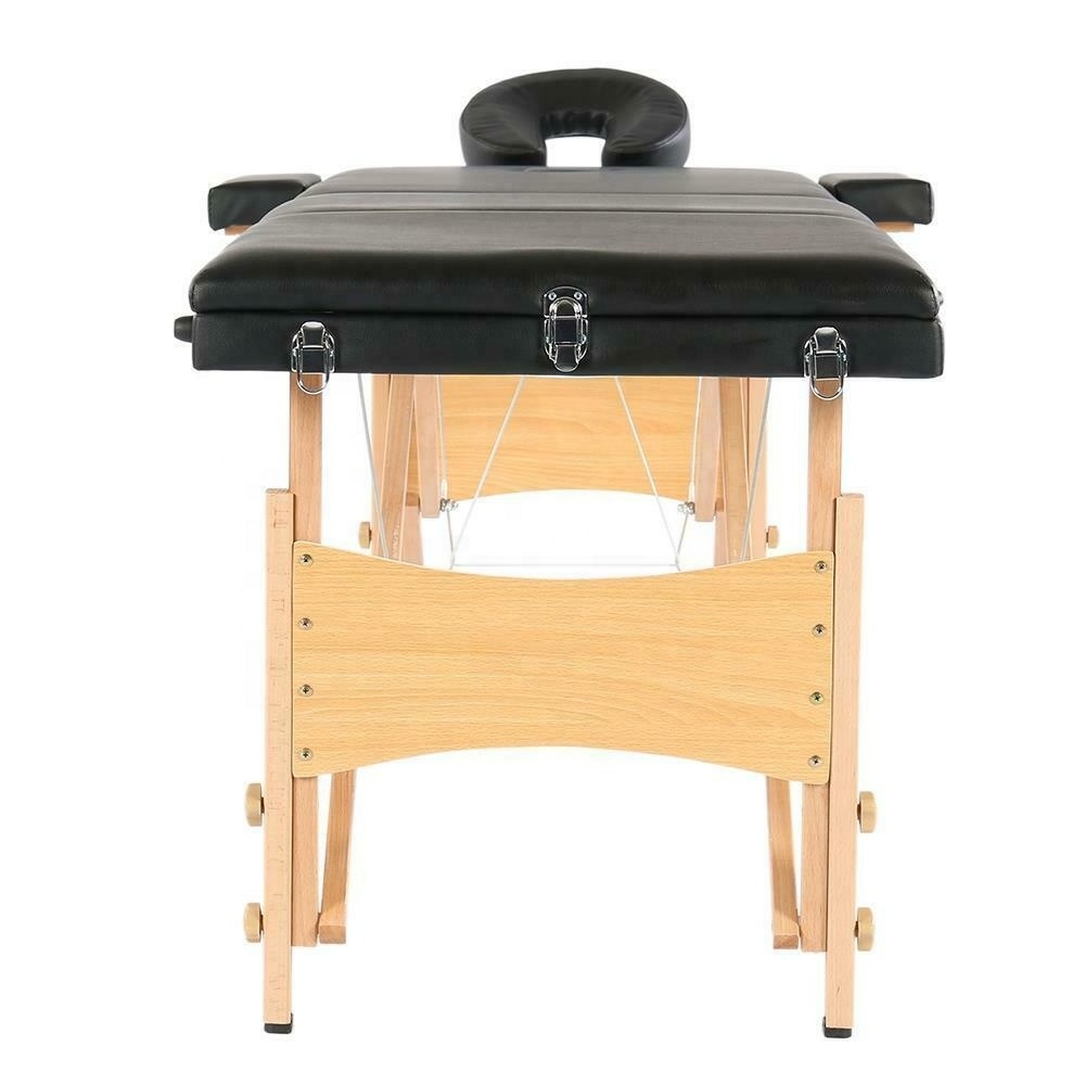 Amazon Wooden Massage Bed Hot Sale Salon Bed Massage Table Portable 3 Folding Black 50 Salon Furniture Dining Table Modern