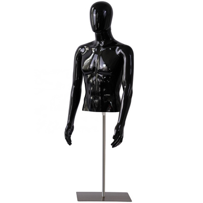 Wholesale Black Upper-Body Mannequin Torso Adjustable Cool Half Body Male Mannequin Torso with Metal Stand