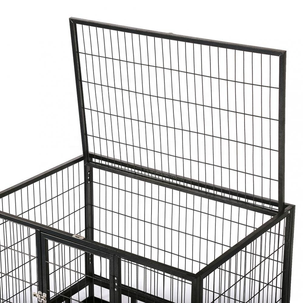 All Size Heavy Duty Metal Dog Crate with Two Door Durable Wire Pet Cage with Removable wheels