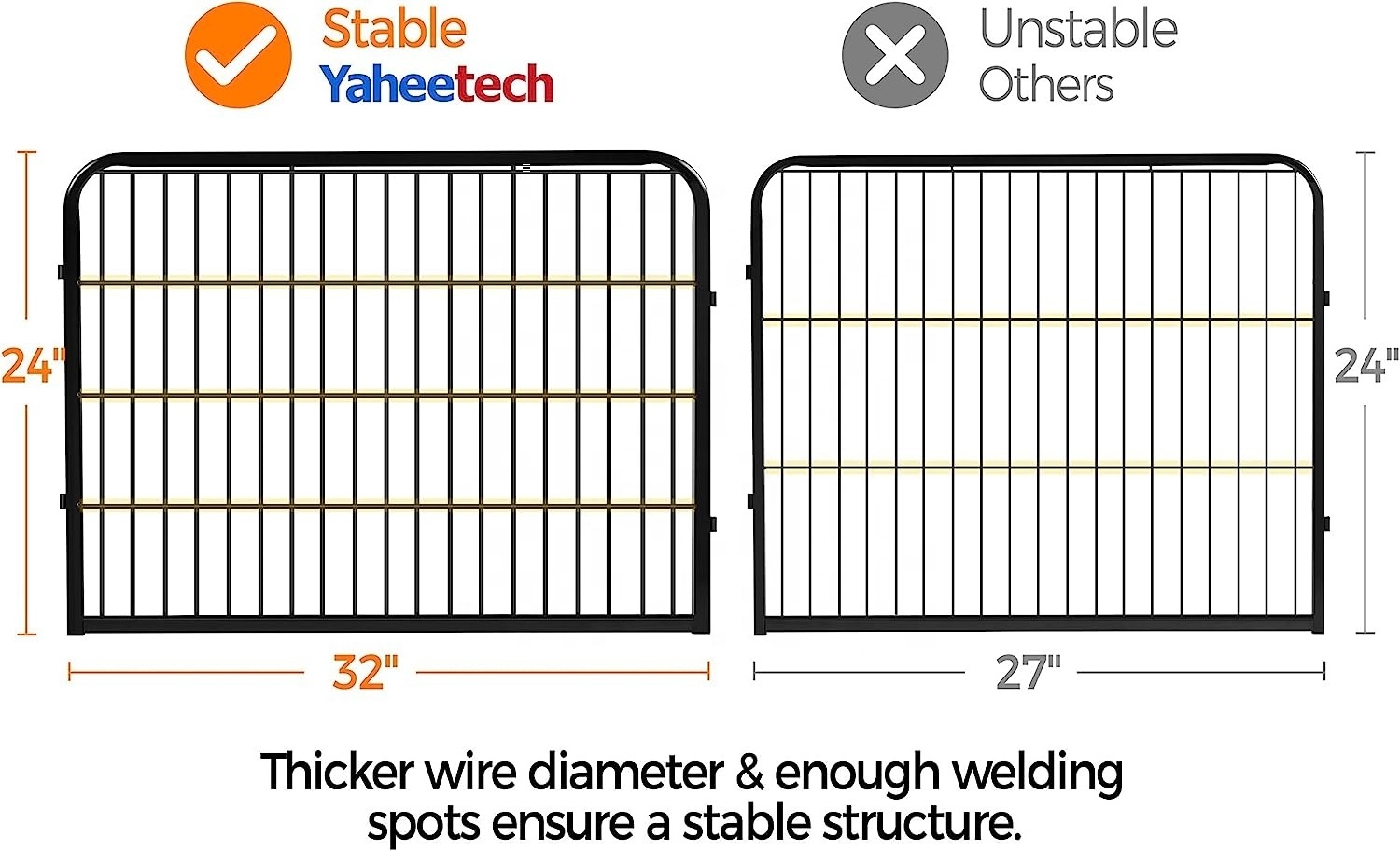 8/16/24 Panels 24Inch Outdoor Pet Playpen Foldable Metal Square Tube Dogs Exercise Pen Dog Playpen Kennel Fence