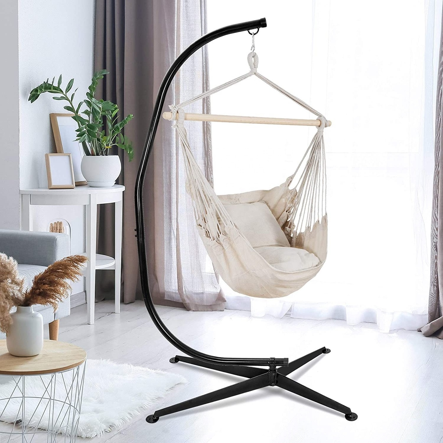 Hammock Hanging Stand - 360 Degree Rotation Hammock Chair C-Stand