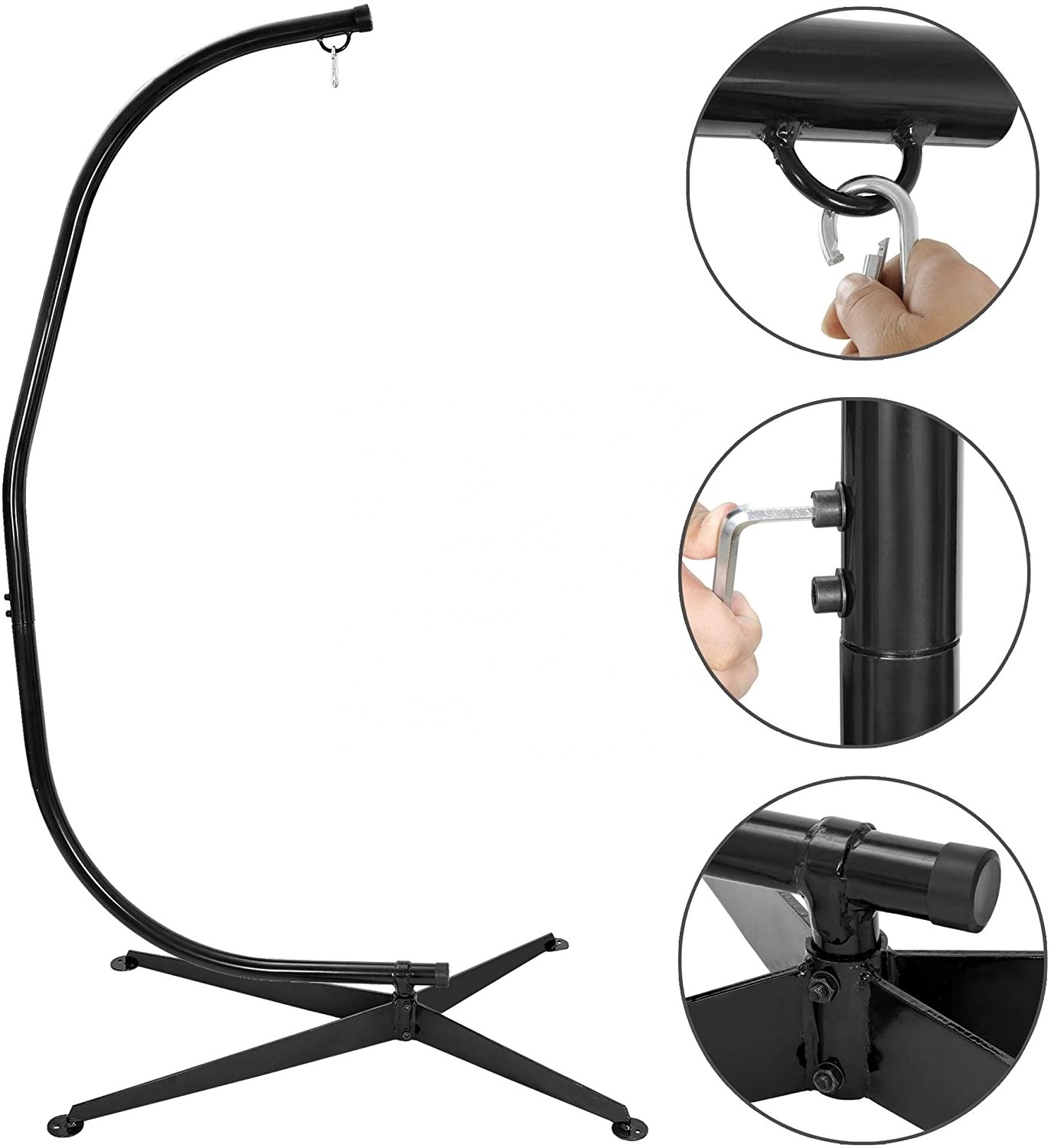 Hammock Hanging Stand - 360 Degree Rotation Hammock Chair C-Stand