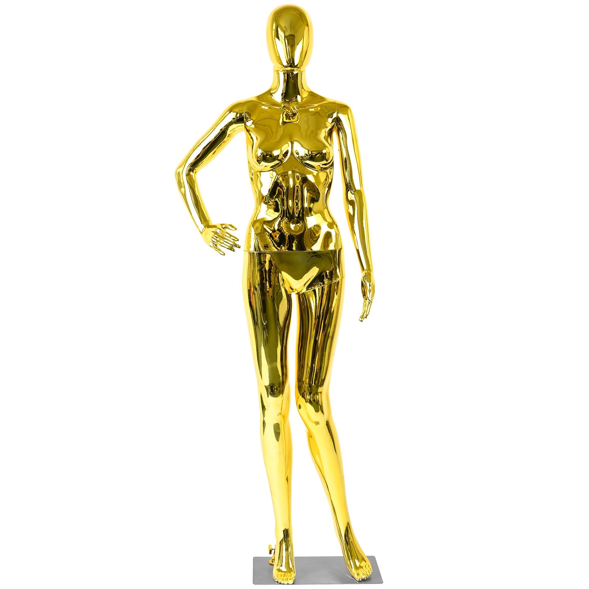 Gold Chrome Full Body Mannequin 175cm Height Dummy Mannequin Good-Looking Curvy Female Mannequin