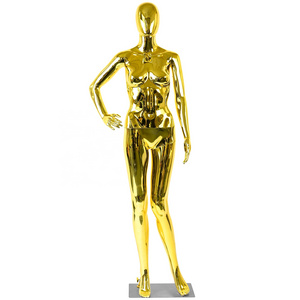 Gold Chrome Full Body Mannequin 175cm Height Dummy Mannequin Good-Looking Curvy Female Mannequin