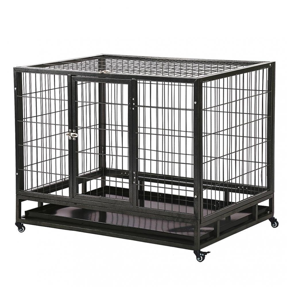 All Size Heavy Duty Metal Dog Crate with Two Door Durable Wire Pet Cage with Removable wheels