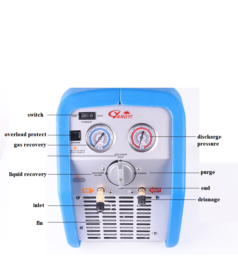 1HP 220 240V 50/60HZ Single Cylinder  Refrigerant Recovery Machine For Vapor and Liquid Model  R500 Portable