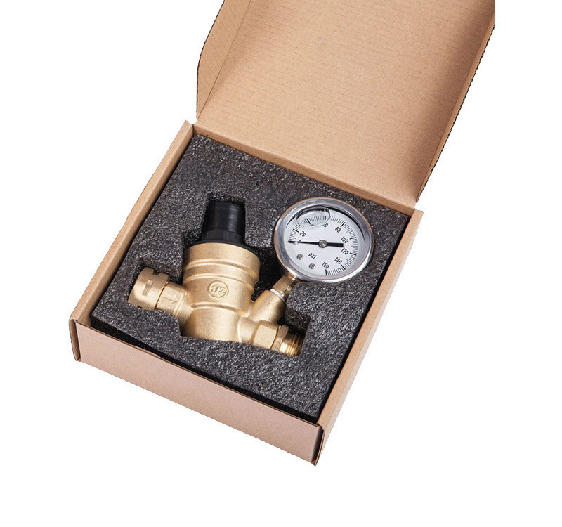 Water Pressure Regulator, Lead Free Brass Valve with Gauge for RV Camper, Pressure Range 0-160PSI / 0-11Bar