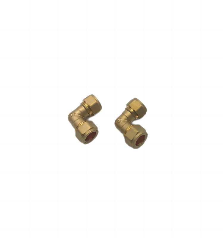 15mm x 15mm Brass Compression 90 Degree Elbow with Copper O rings.