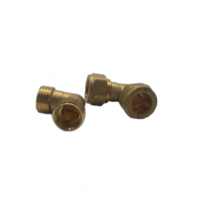 15mm x 15mm Brass Compression 90 Degree Elbow with Copper O rings.