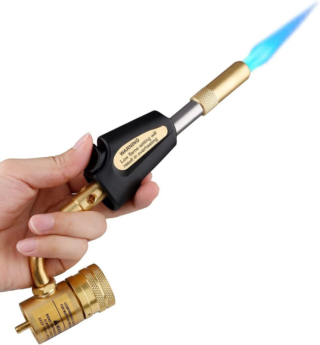 Brass MAPP Gas Turbo Torch Propane Soldering Brazing Welding Plumbing Gun Tool with trigger