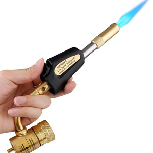 Brass MAPP Gas Turbo Torch Propane Soldering Brazing Welding Plumbing Gun Tool with trigger