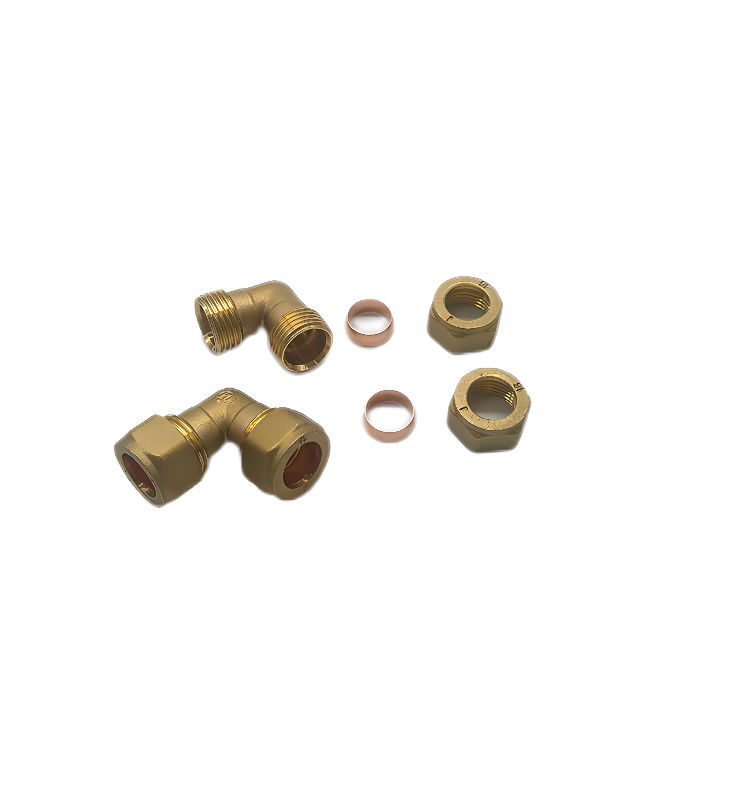 15mm x 15mm Brass Compression 90 Degree Elbow with Copper O rings.