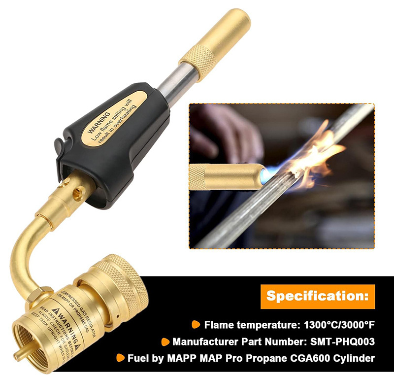 Brass MAPP Gas Turbo Torch Propane Soldering Brazing Welding Plumbing Gun Tool with trigger