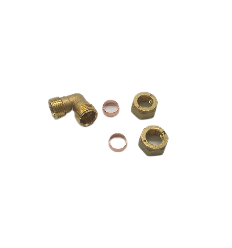 15mm x 15mm Brass Compression 90 Degree Elbow with Copper O rings.