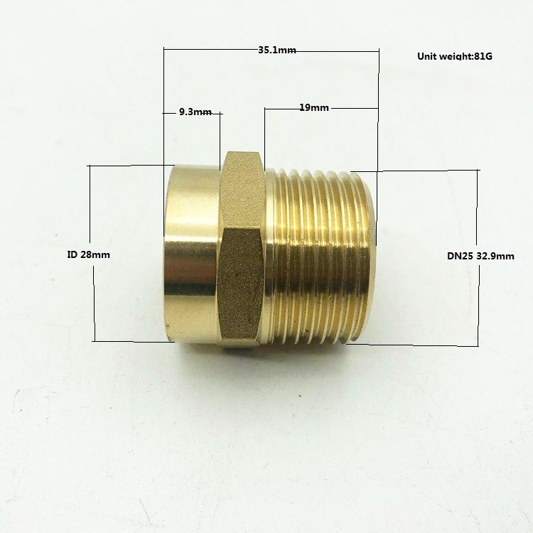 Brass fitting  half coupling male NPT1