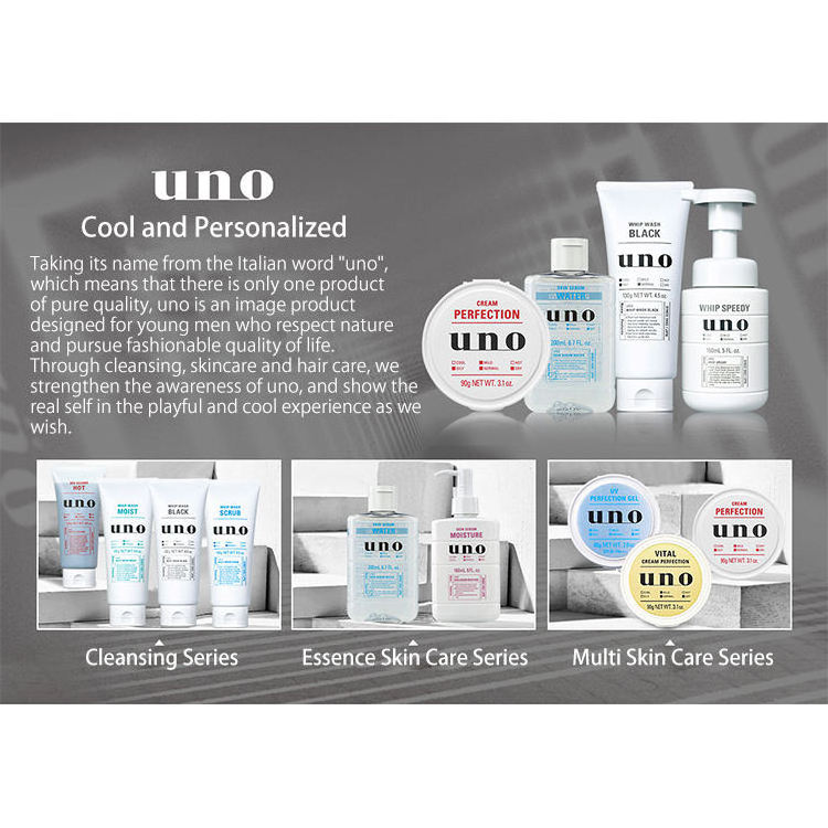 UNO 130g Black Men's Activated Charcoal Facial Face Cleanser Wash Whip Wash For Mens And Women