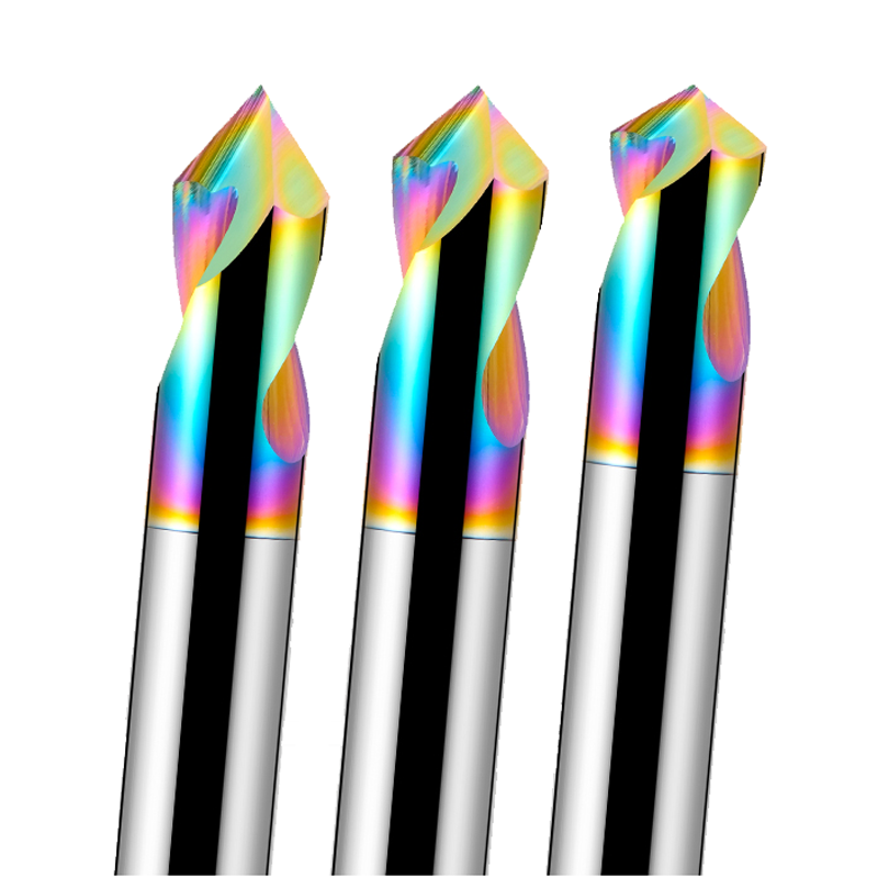 Solid Carbide Spot Drill HRC65 2 Flutes Centering Drill 60/90/120 Degree DLC Colorful Coating Spotting Drill Bit For Aluminum