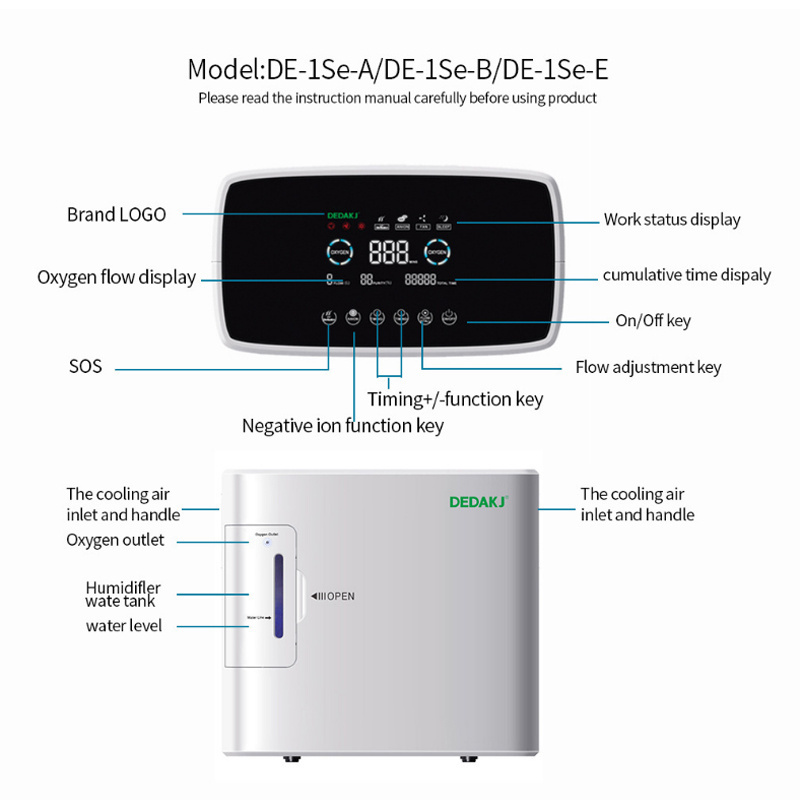 DEDA DE-1S 8L Small Portable oxygen making machine 7L 8L 9L oxygen generator for Home and Car Use