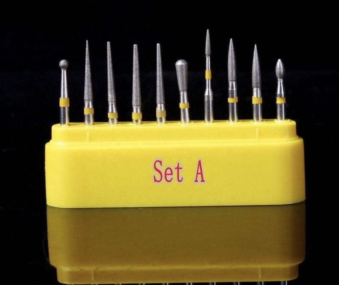 Disposable Dental Burs Drill Set A 10pcs Bits High Speed Handpiece Polishing Bur all finishing fine burs kit