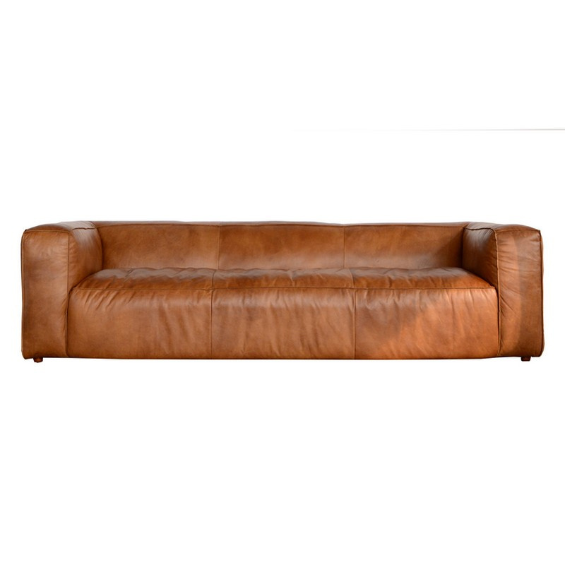 European Chesterfield Leather Sofa Classical Solid Wood vintage couch