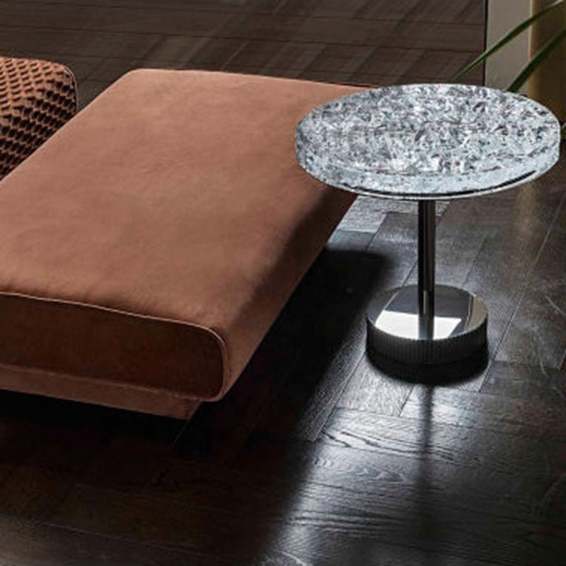 Italian luxury stainless coffee table round cornerlio glass coffee table